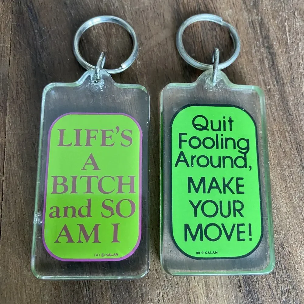 Lot 2 Vintage Kalan Keychain Key Ring Lifes A B Make Your Move